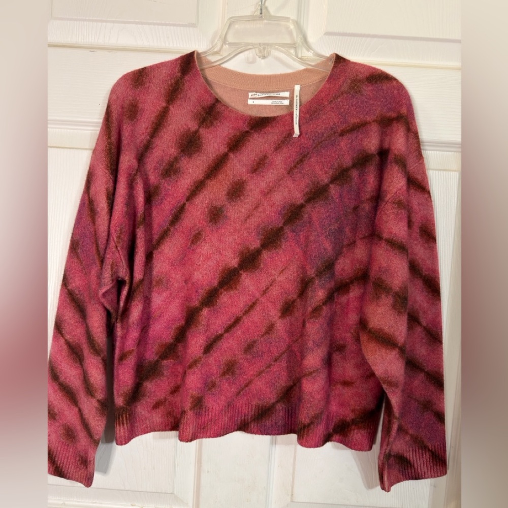 Anthropologie Women's 100% Cashmere Pink Brown Swirl Pullover Sweater‎ Sz S EUC